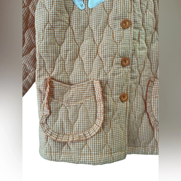 Vintage quilted plaid orange bunny jacket - Picture 2 of 6